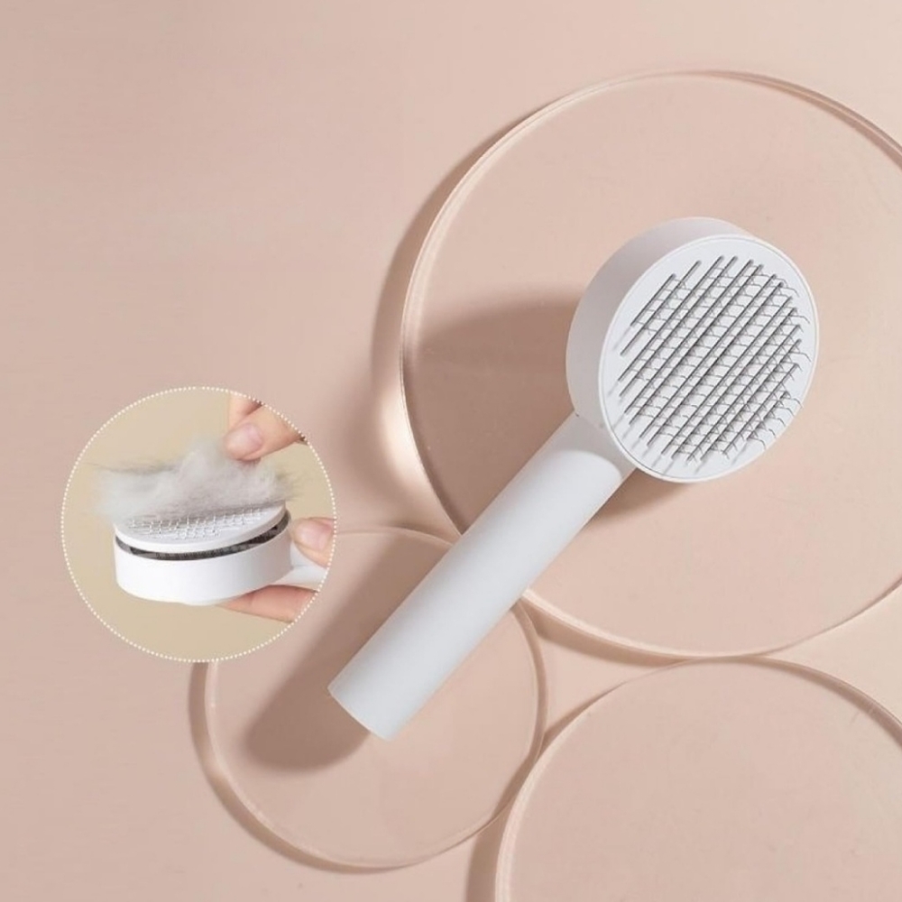 2/$15 - Pet Grooming Brush For Dogs & Cats Push Easy Clean Curved Soft Bristles
